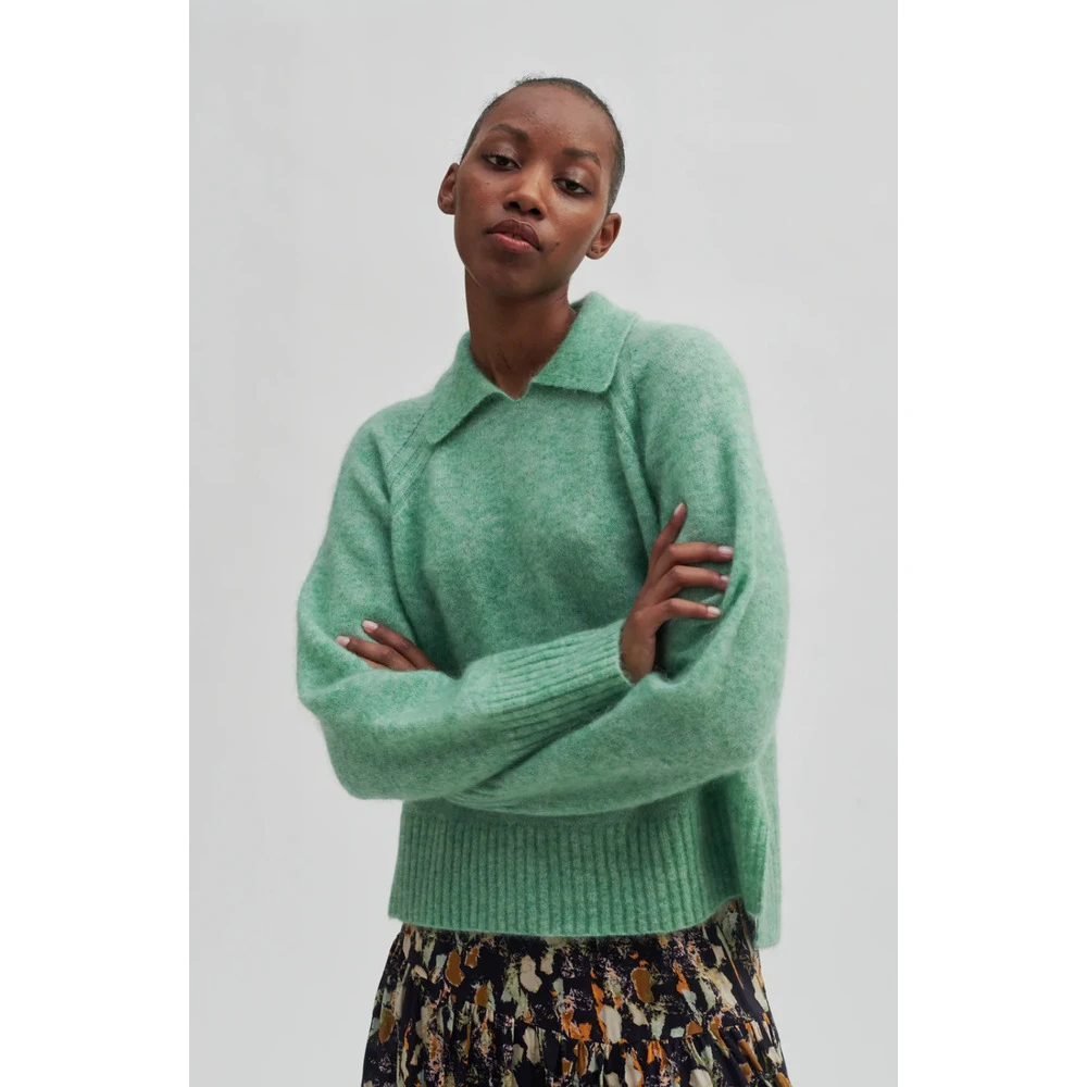 Grønn Second Female Brook Knit Collar Genser Green - Bilde 3