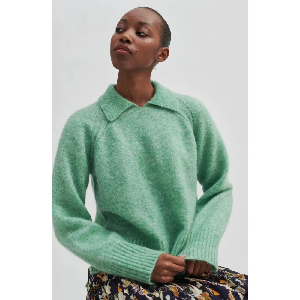 Grønn Second Female Brook Knit Collar Genser Green - Bilde 5