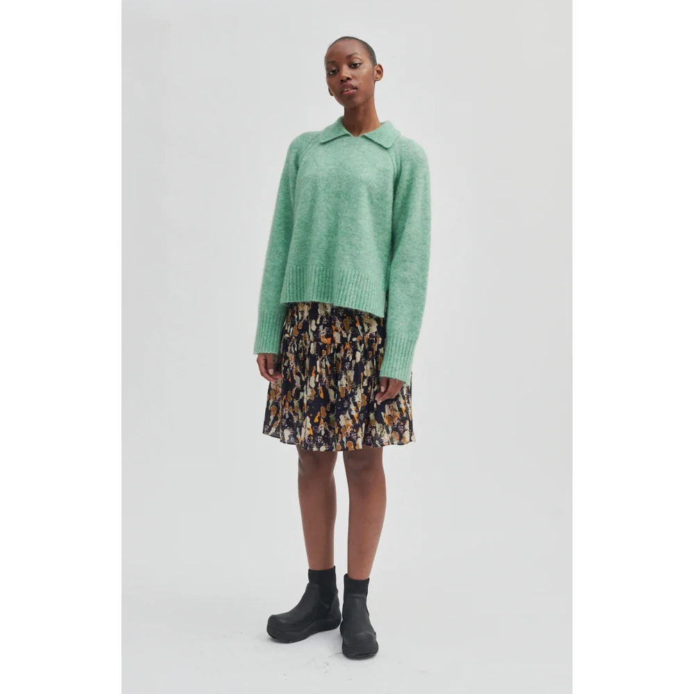 Grønn Second Female Brook Knit Collar Genser Green - Bilde 6