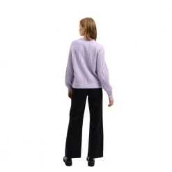 Lilla Selected Femme Slfmoa Ls Knit O-Neck Gensere Purple