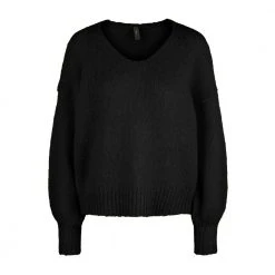 Sort Y.A.S Yaslivi Strikket Genser Med V-Hals - Sort Genser Black