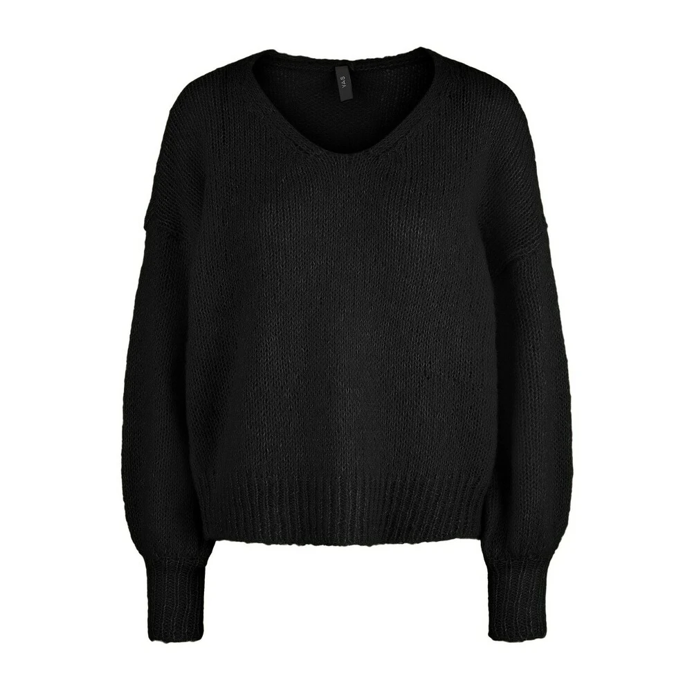 Sort Y.A.S Yaslivi Strikket Genser Med V-Hals - Sort Genser Black