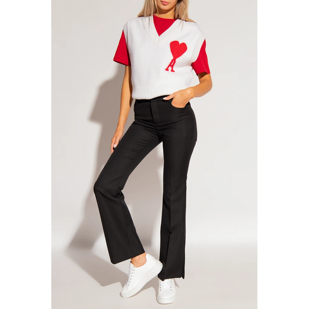 Ami Paris Wool Vest With Logo White - Bilde 5