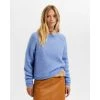 Blå Selected Femme Slfivi Ls Knit O-Neck B Genser Blue