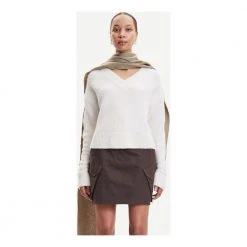 Kremfarget Samsøe Samsøe Mila V Neck 14464 Genser White
