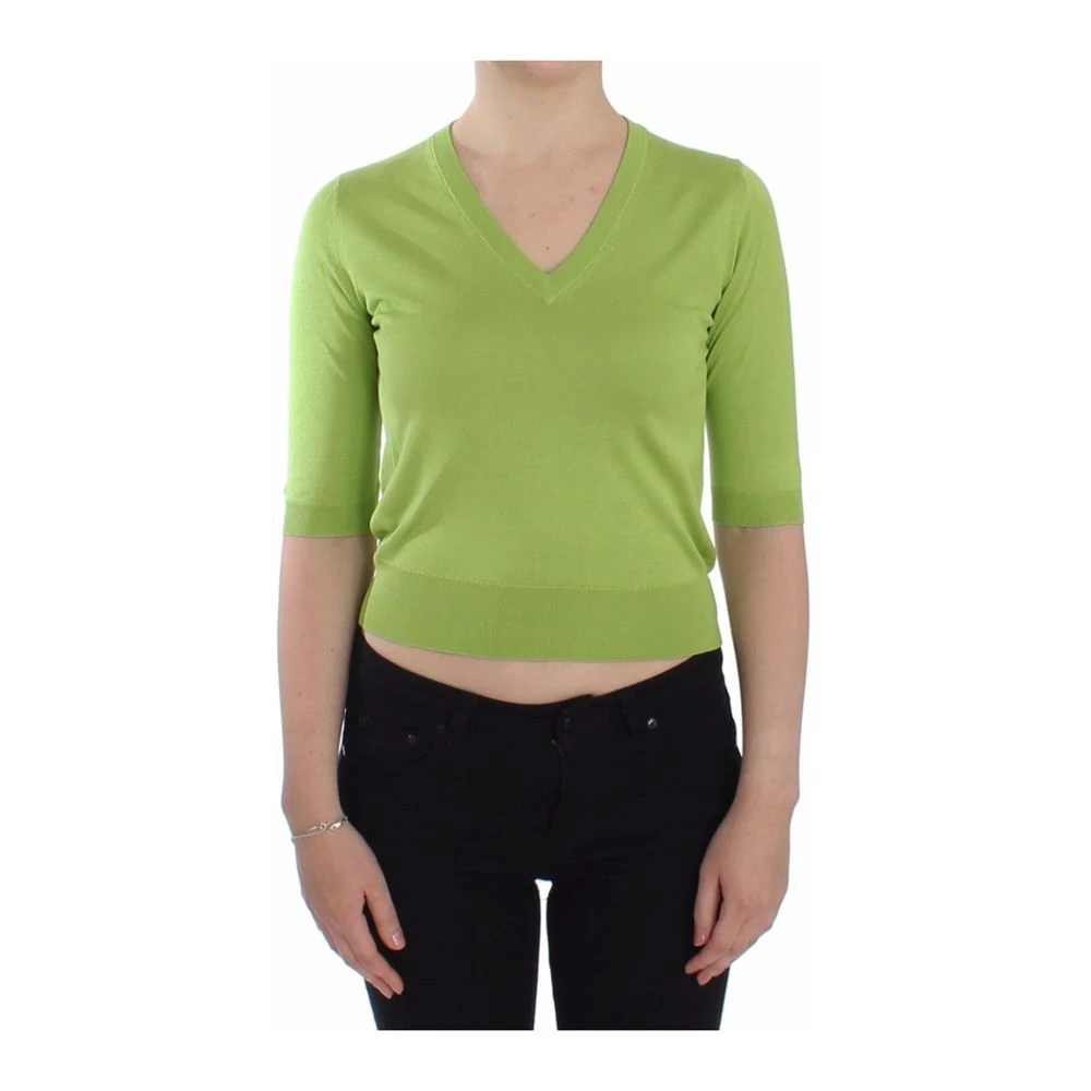 Dolce & Gabbana Ull V-hals Genser Green - Bilde 2