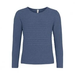 Skovhuus O-Neck Horizontal Rib Jumper Blue