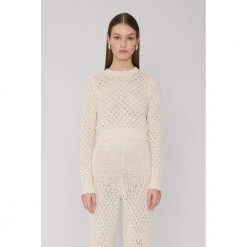 ROTATE Birger Christensen Patricia Cut-Out Knit Top White