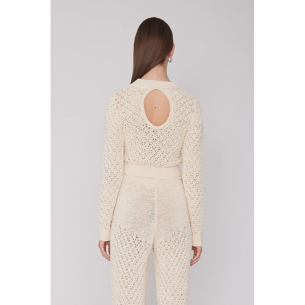 ROTATE Birger Christensen Patricia Cut-Out Knit Top White - Bilde 2