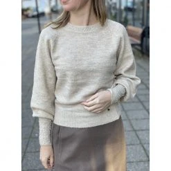 Beige Only Onlalexis L/S Bead Pullover Genser Beige