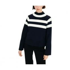 Aigle Striped Chimney Neck Sweater Blue