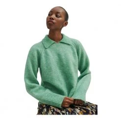 Second Female Knit Collar Sweater Green