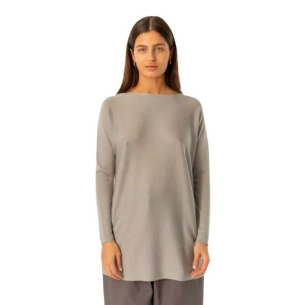 Cathrine Hammel Merino Lyocell Wide Boatneck Genser Gray