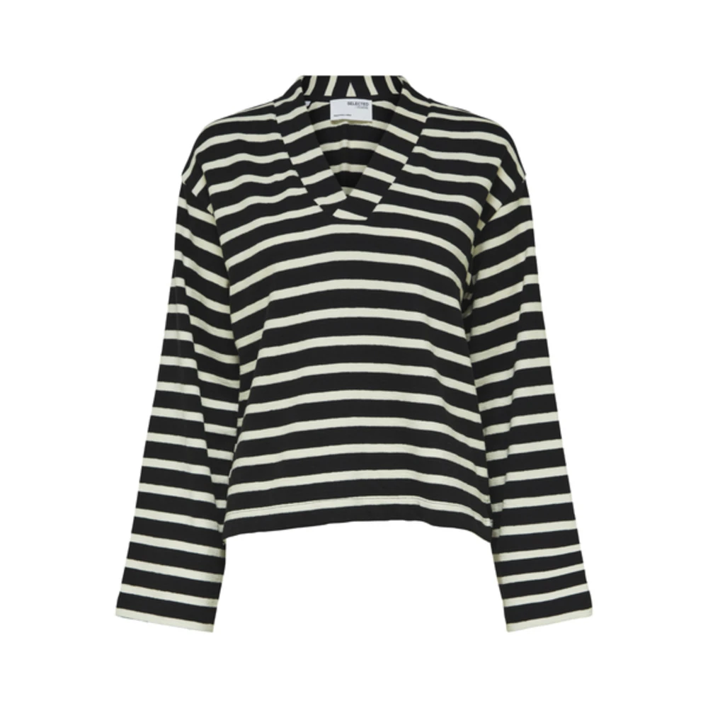 Selected Femme Cropped V-Neck Sweat Black