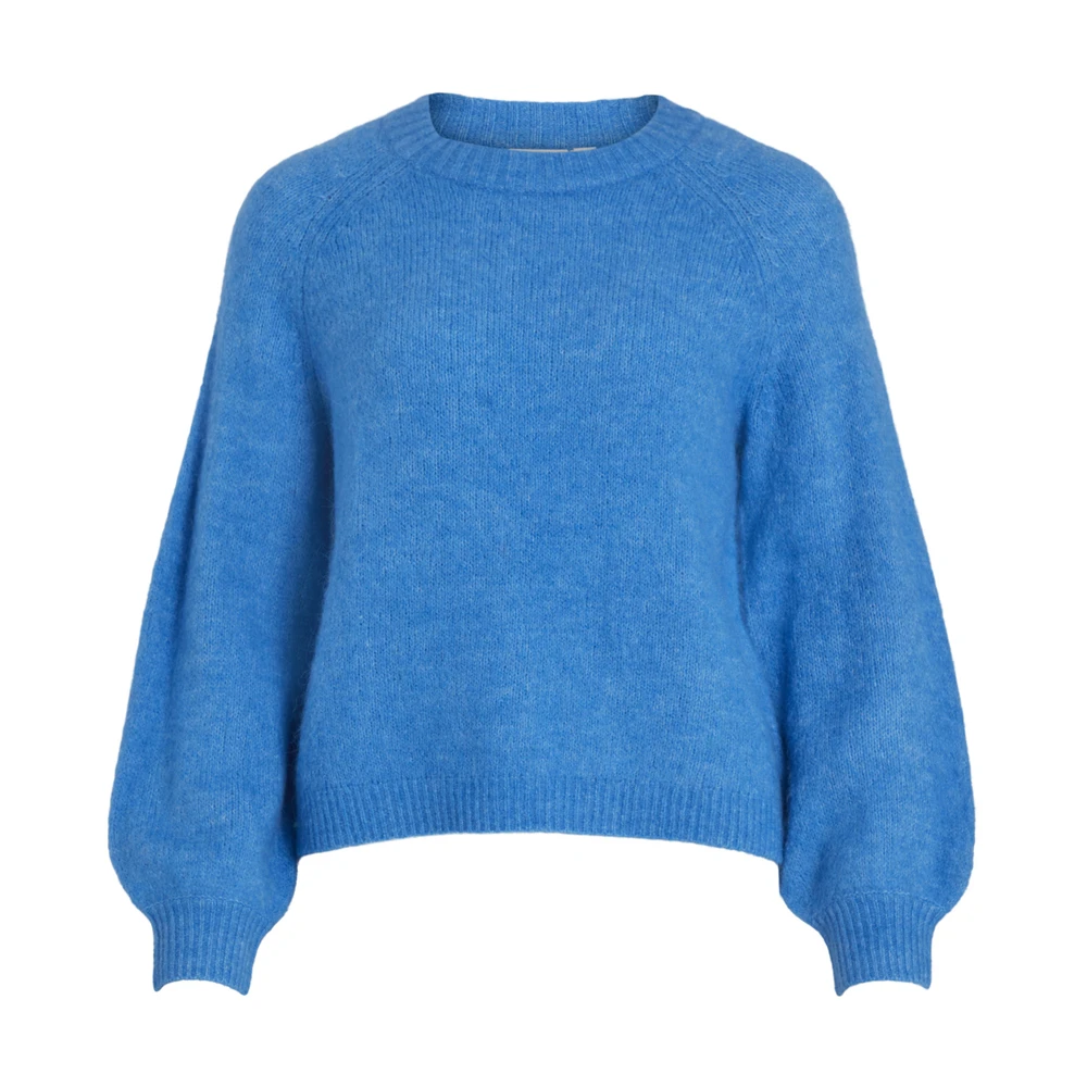 French Blue Vila Vijamina O-Neck L/S Knit Top - Noos Knit Blue
