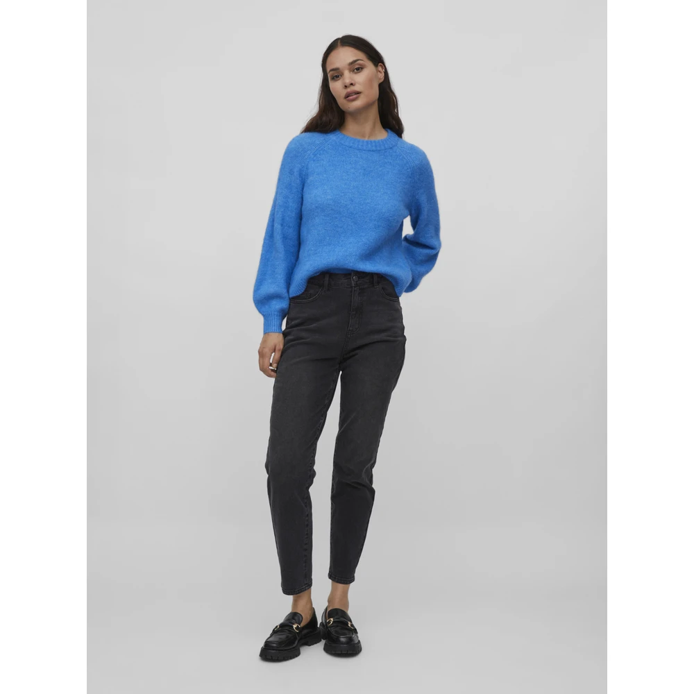 French Blue Vila Vijamina O-Neck L/S Knit Top - Noos Knit Blue - Bilde 2