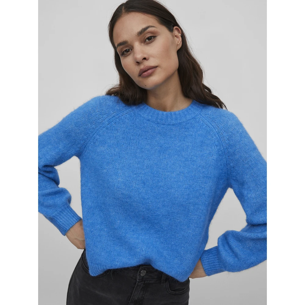 French Blue Vila Vijamina O-Neck L/S Knit Top - Noos Knit Blue - Bilde 5