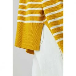 Closed Striped Crew Neck Sunflower Yellow