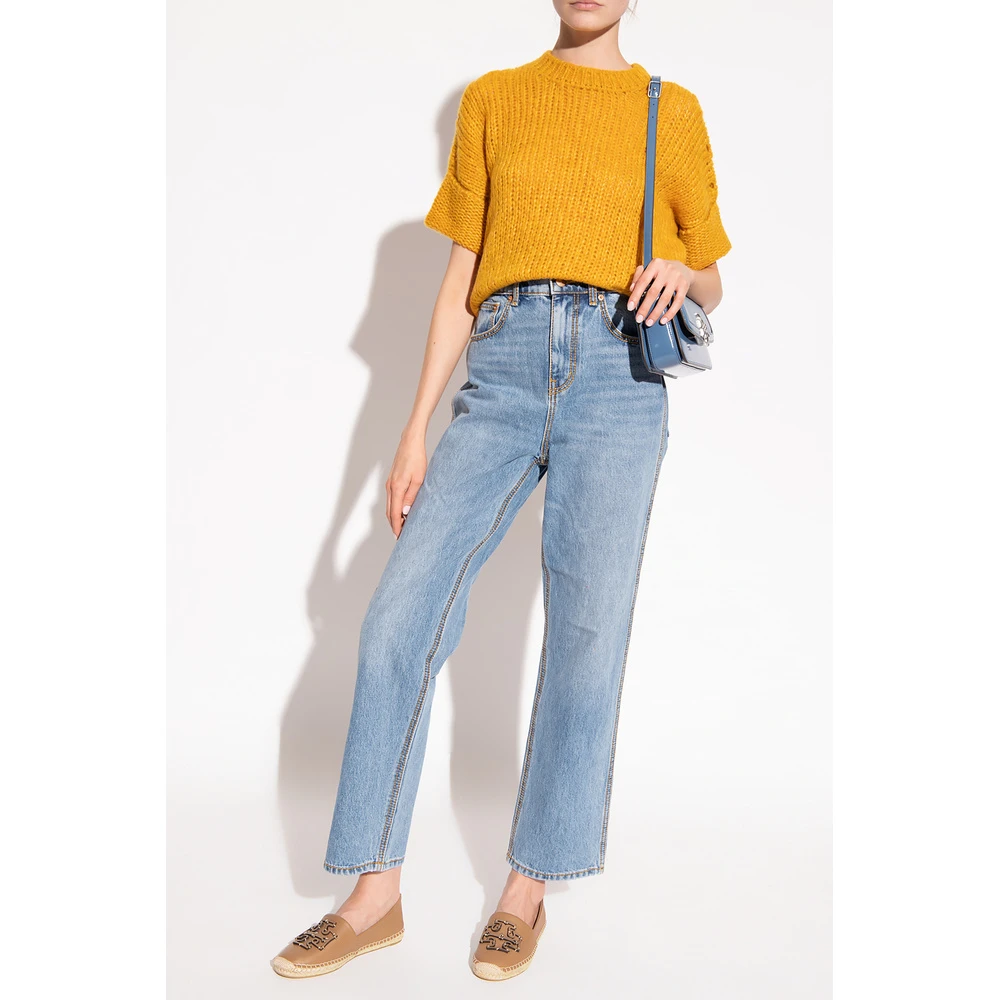 Tory Burch Sweater With Short Sleeves Yellow