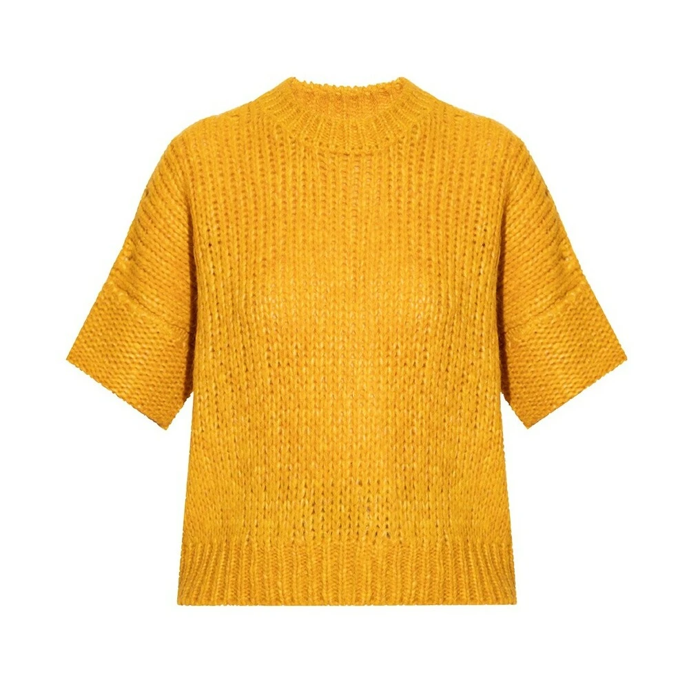 Tory Burch Sweater With Short Sleeves Yellow - Bilde 3