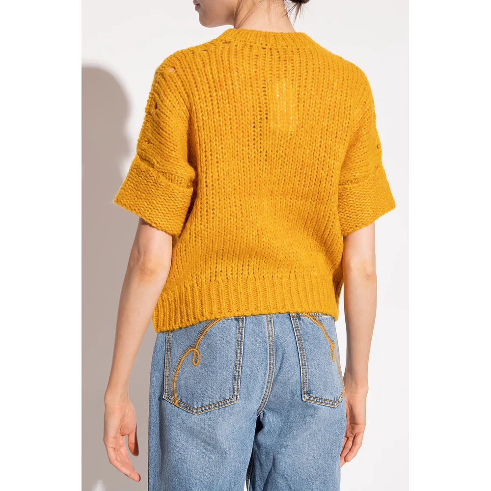 Tory Burch Sweater With Short Sleeves Yellow - Bilde 4