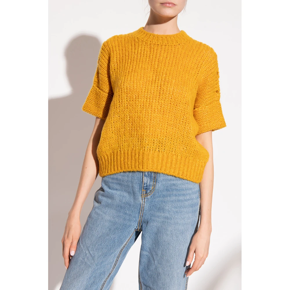Tory Burch Sweater With Short Sleeves Yellow - Bilde 5
