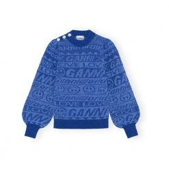 Ganni Round-neck Knitwear Blue