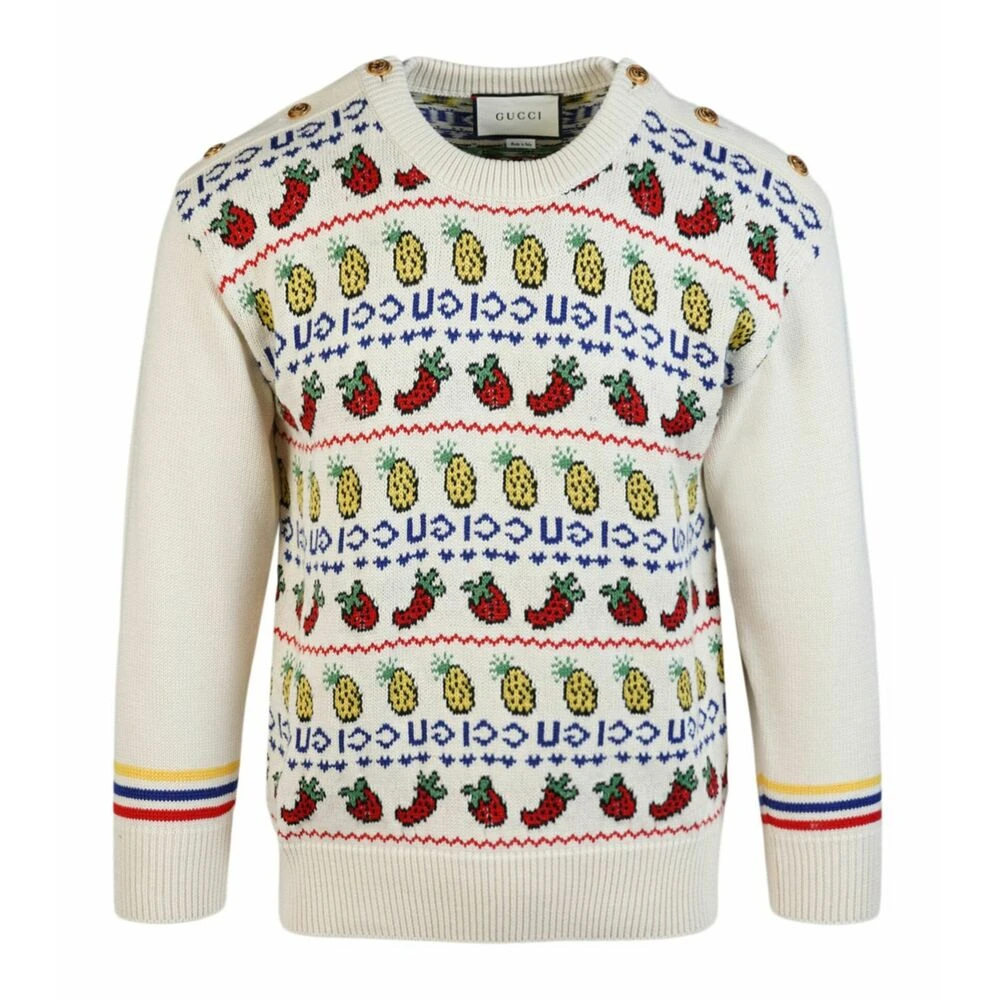 Gucci Fruit Intarsia Sweater White - Bilde 3