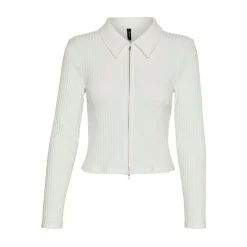 VERO MODA Serafina Ls Zipper Genser White