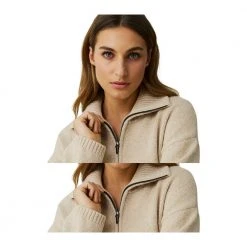Lexington Madison Blend Half Zip Sweater Beige