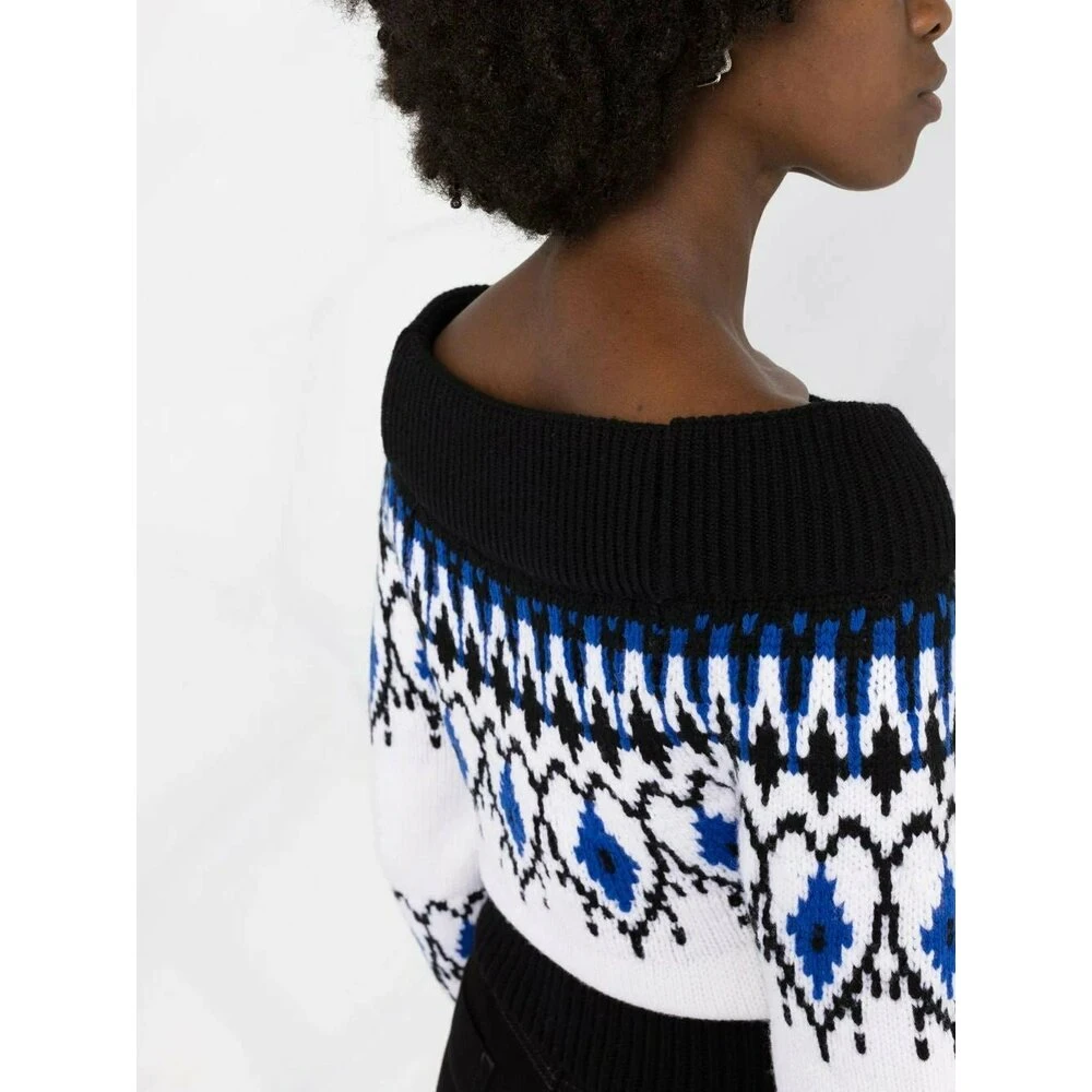 Alexander McQueen Patterned Off-shoulder Jumper Black - Bilde 4