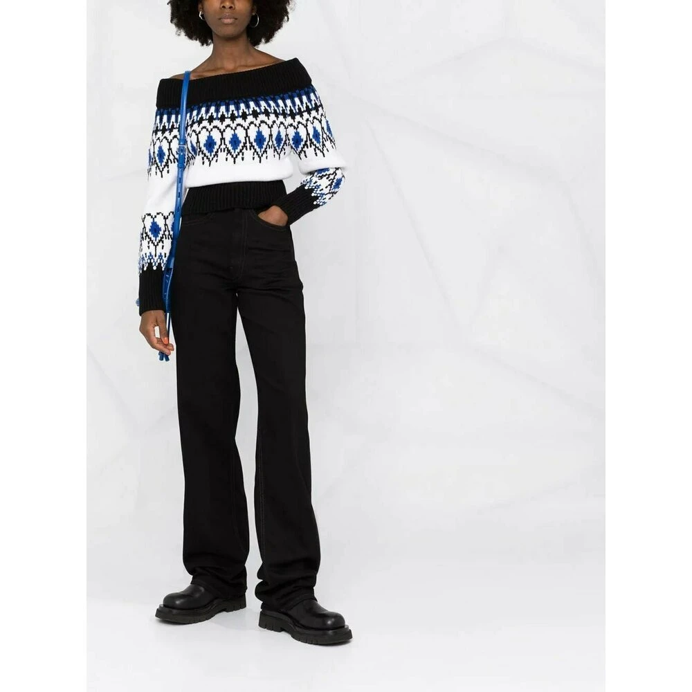 Alexander McQueen Patterned Off-shoulder Jumper Black - Bilde 5