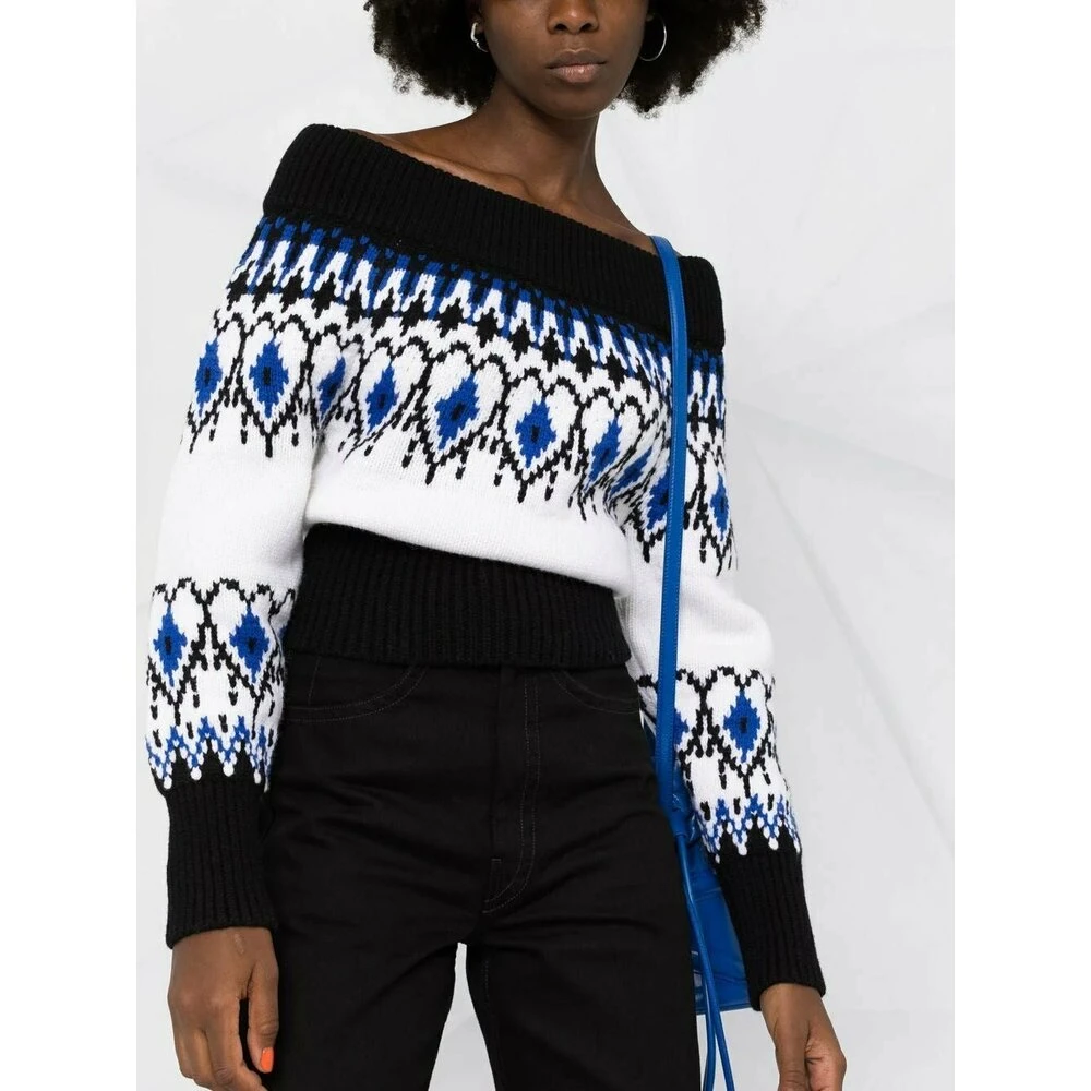 Alexander McQueen Patterned Off-shoulder Jumper Black - Bilde 6