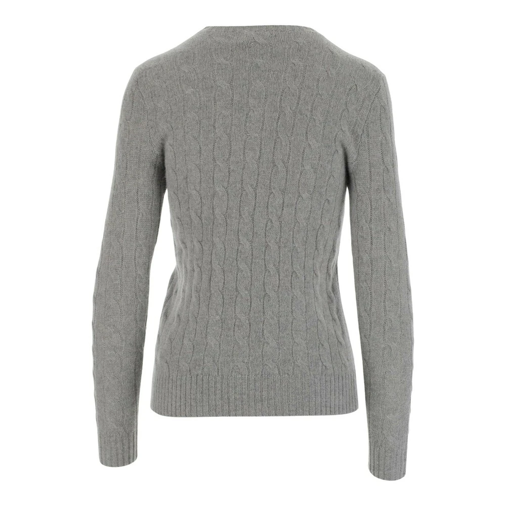 Ralph Lauren Sweater Made Of Wool And Cashmere Plaited Pattern Round-neck Gray - Bilde 3
