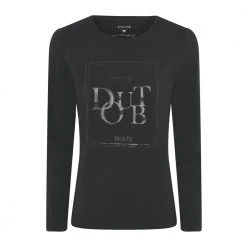 Sort Godske T-Skjorte/Topp Med Lange Ermer Med Motiv I Glitrene Stener Fra Icona - Sort Topper Black