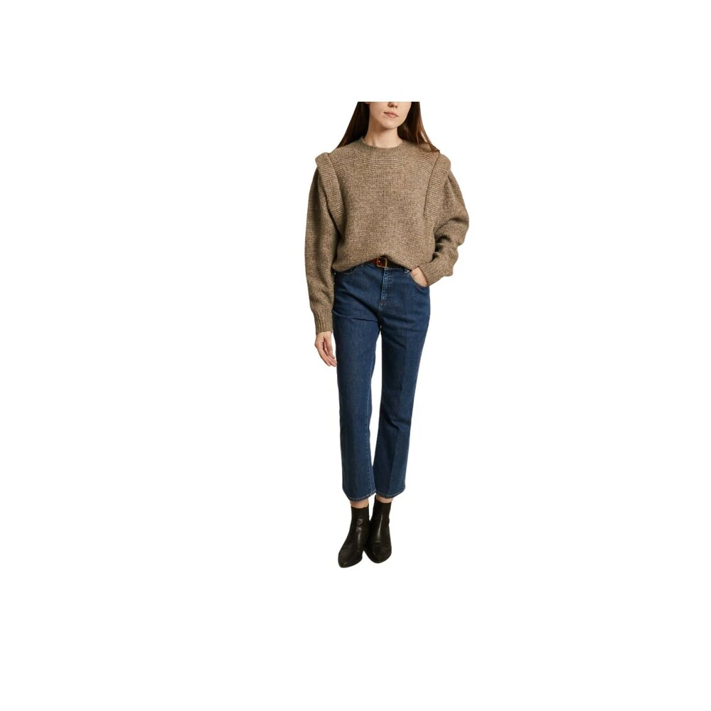 Second Female Abby Sweater With Shoulder Pads Brown - Bilde 2