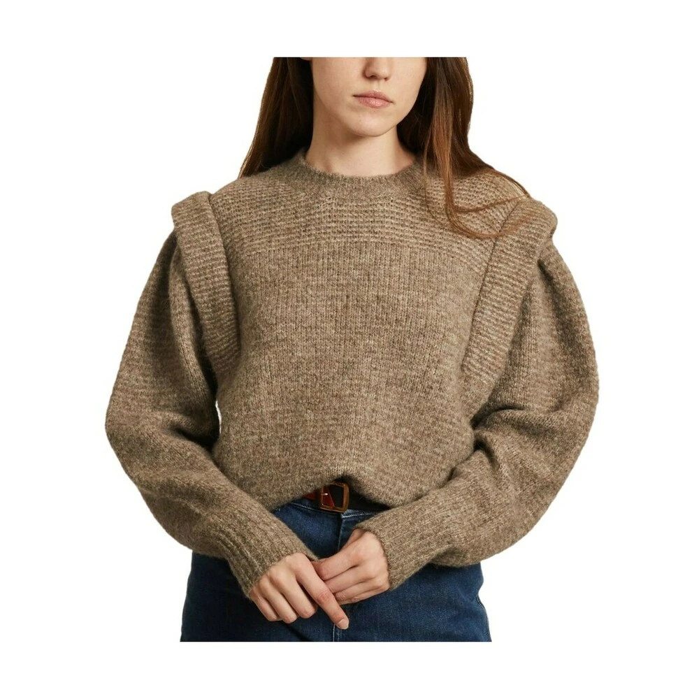 Second Female Abby Sweater With Shoulder Pads Brown - Bilde 3