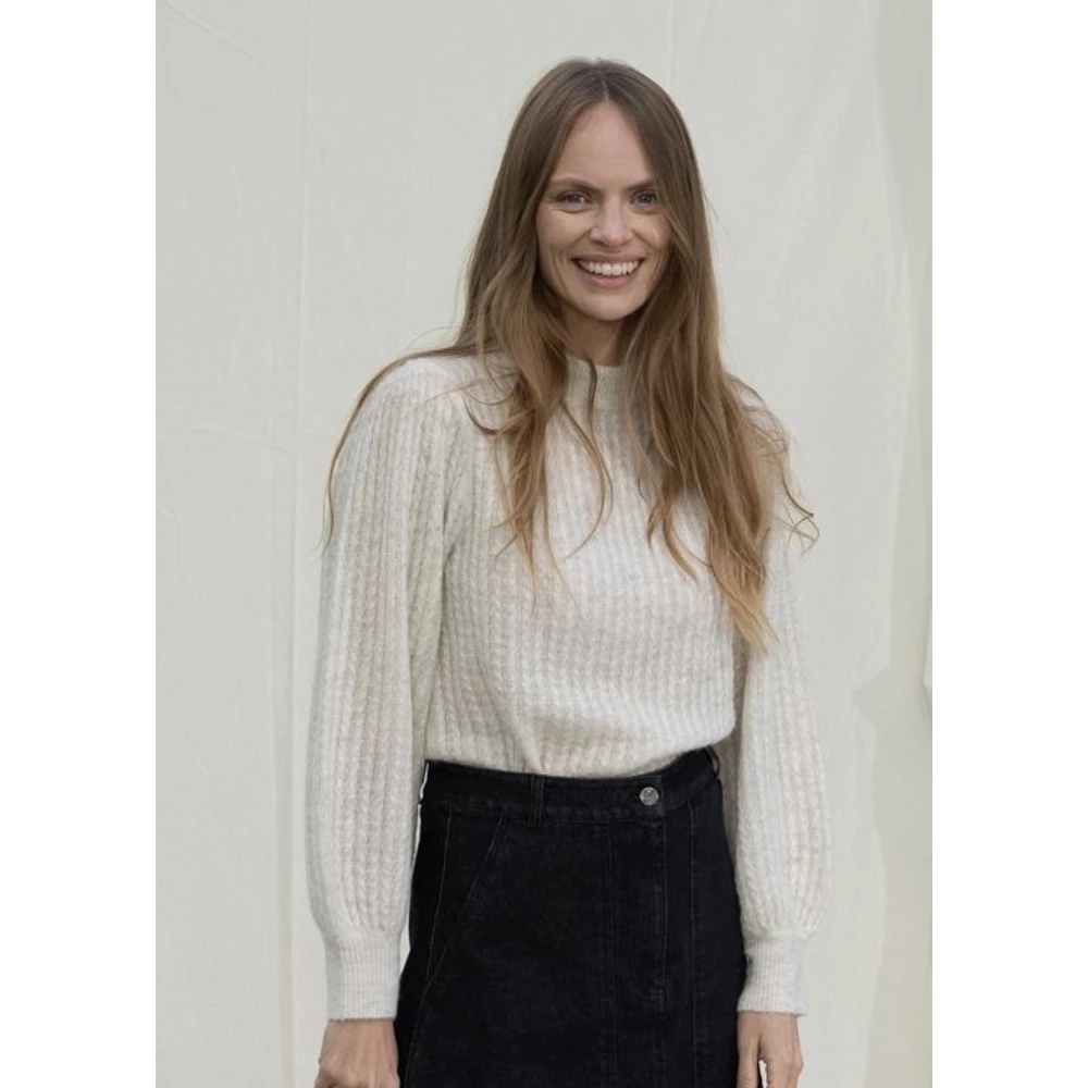 ARNIE SAYS - Mel Sweater Lt Grey Melange Beige - Bilde 2
