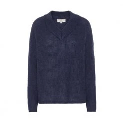 Blå Dear Dharma Navy Mohaire Rib V Genser Genser Blue