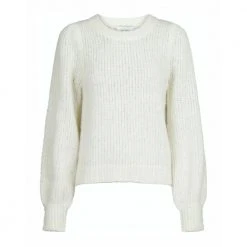 Hvit Neo Noir Martina Fluffy Knit Blouse Overdeler White