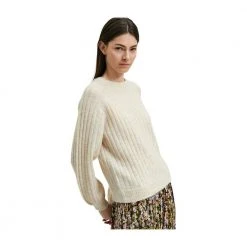 Hvit Selected Femme Slfmoa Ls Knit O-Neck Gensere White
