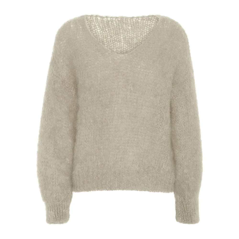 American Dreams Milana LS Mohair Knit Sweater Beige - Bilde 3