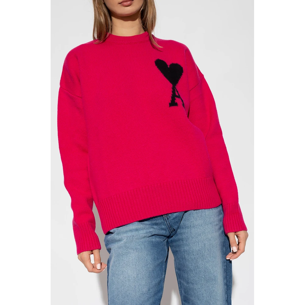 Ami Paris Sweater With Logo Pink - Bilde 3