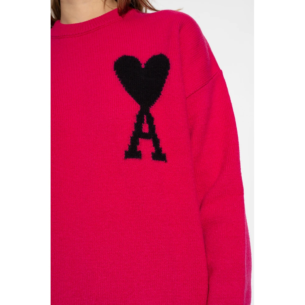 Ami Paris Sweater With Logo Pink - Bilde 4