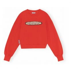 Ganni Rød Fiery Isoli Artwork Sweatshirt Genser Red